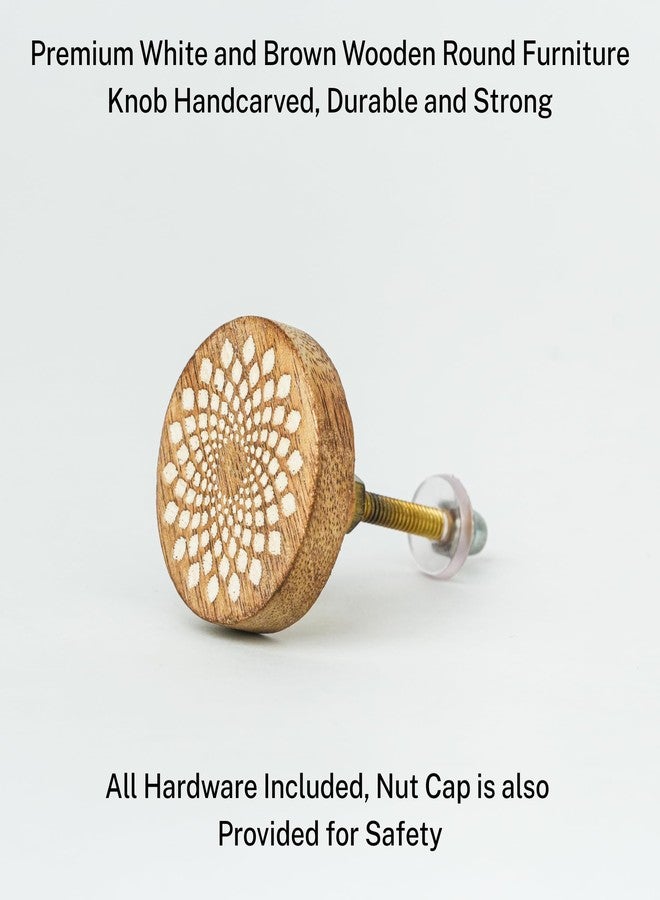 Indian-Shelf 2 Piece Brown White Drawer Knobs Dresser Knobs Decorative Wooden Cabinet Knobs Boho Drawer Pulls Unique Wood Kitchen Handles Modern Door Hardware - Image 4